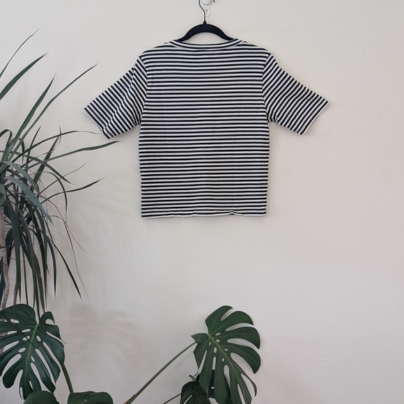 Frame Denim Black and White Striped Short Sleeve Tee - Picture 6 of 6